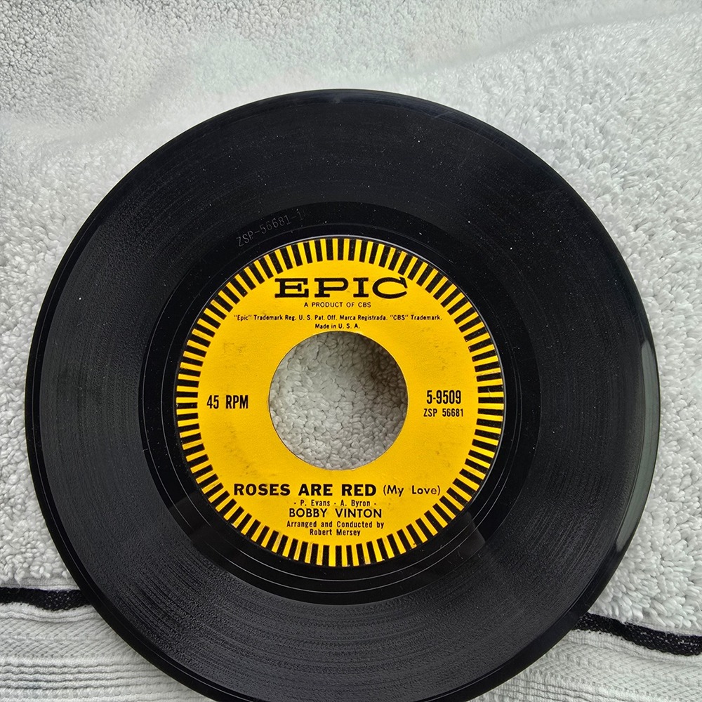 Bobby‎ Vinton Roses Are Red My Love You And I 45 RPM Vinyl Record Epic 5-9509